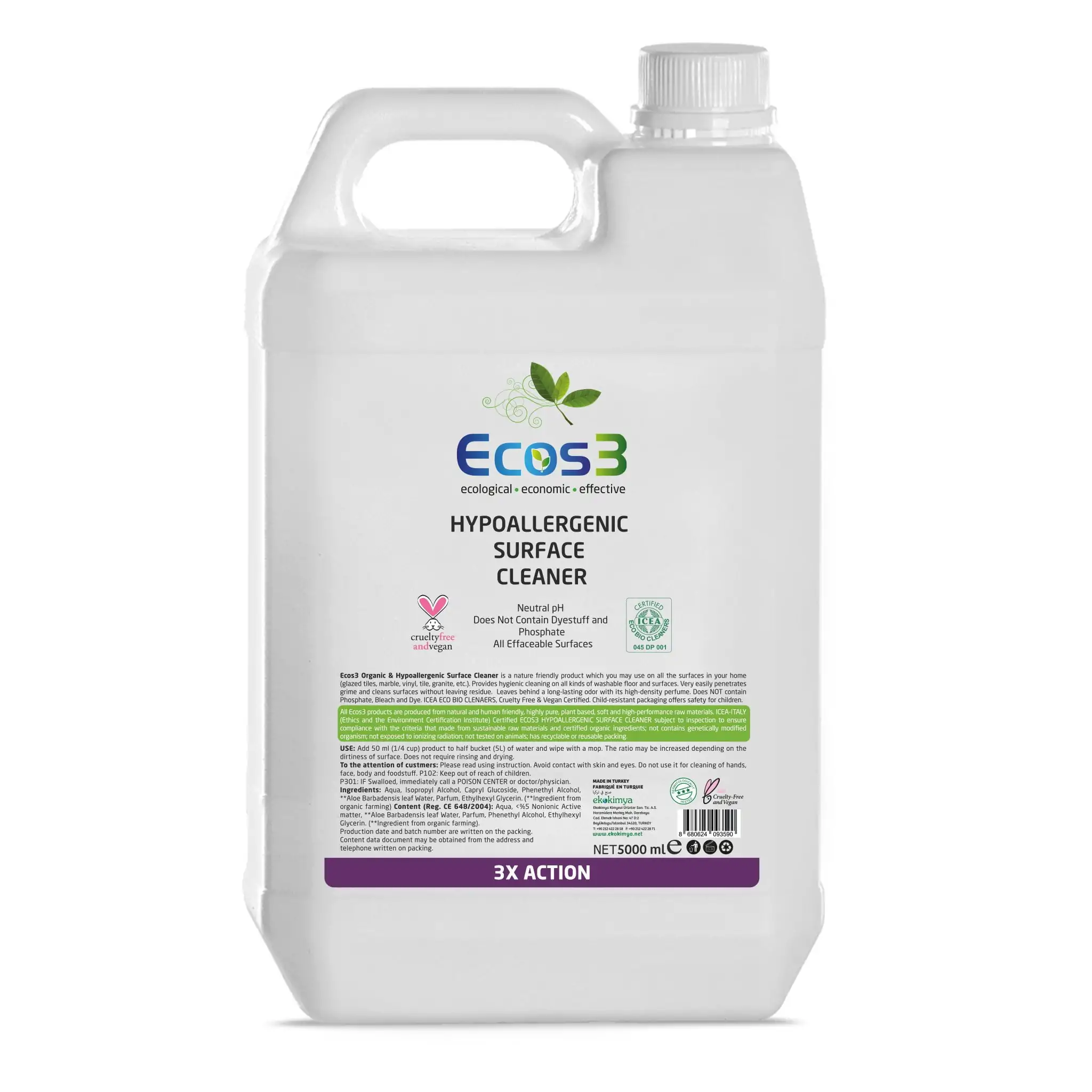 Ecos3 Organischer & hypoallergener Oberflächenreiniger (5 Liter)